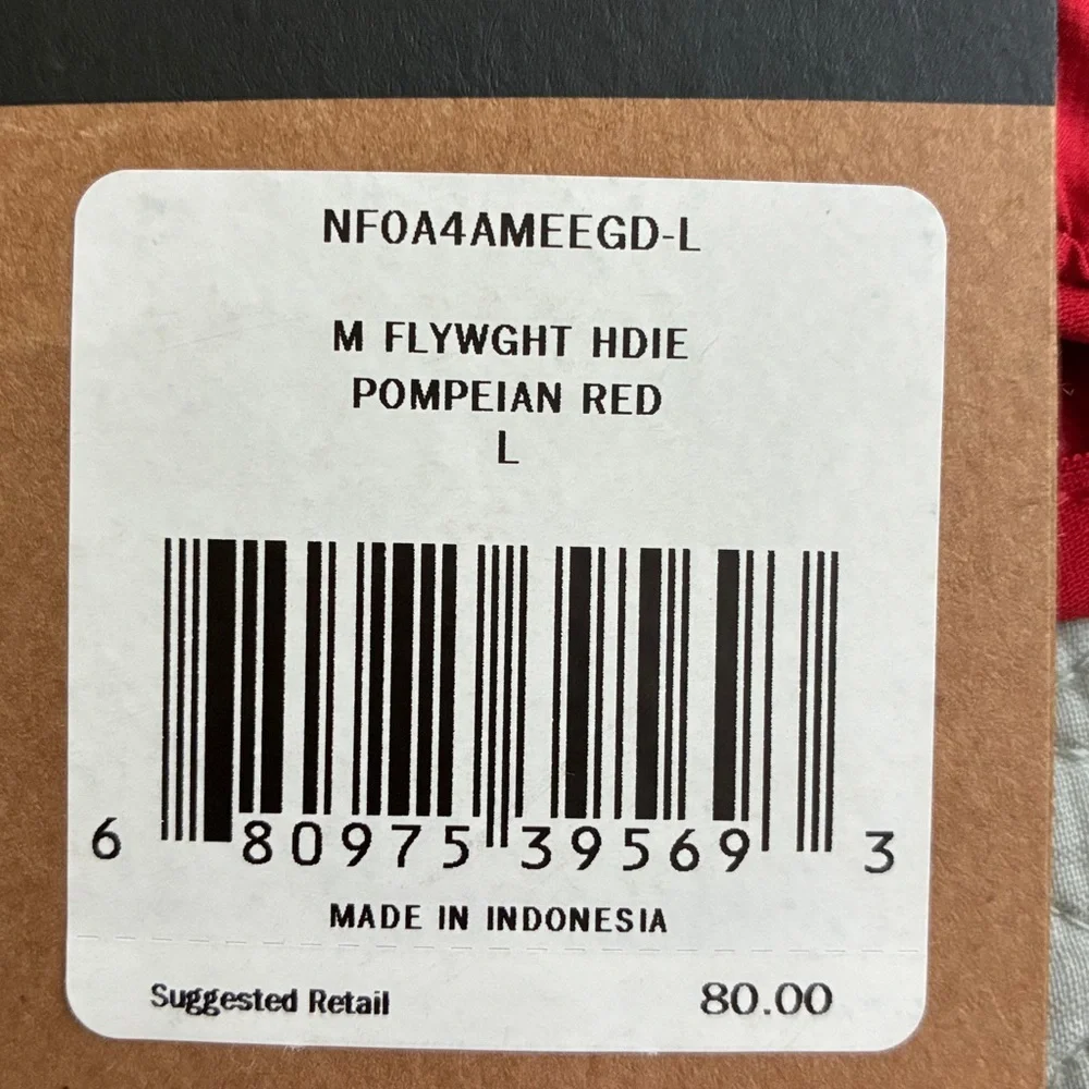 New The North Face Flyweight Pompeian Red Hooded Packable Windbreaker Large Coat